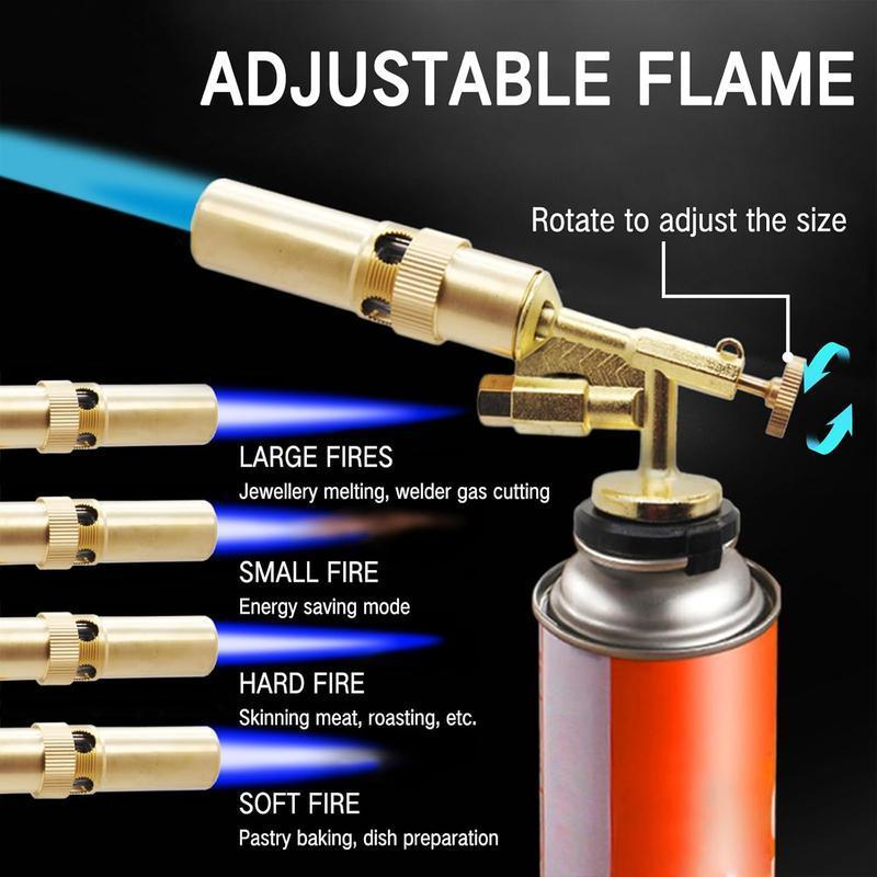 Adjustable Flame Handheld - Copper Alloy Butane Torch Head for Culinary, BBQ, Baking, Cooking, Creme, Soldering