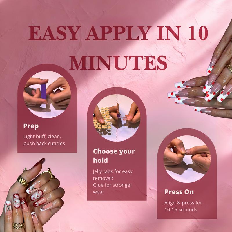 NailPhoria HEARTSTRUCK Collection - Valentine Handmade Press-On Nails | Reusable, Salon-Quality, Long-Lasting, Glossy Design NailPhoria HEARTSTRUCK Collection - Valentine Handmade Press-On Nails | Reusable, Salon-Quality, Long-Lasting, Glossy Design