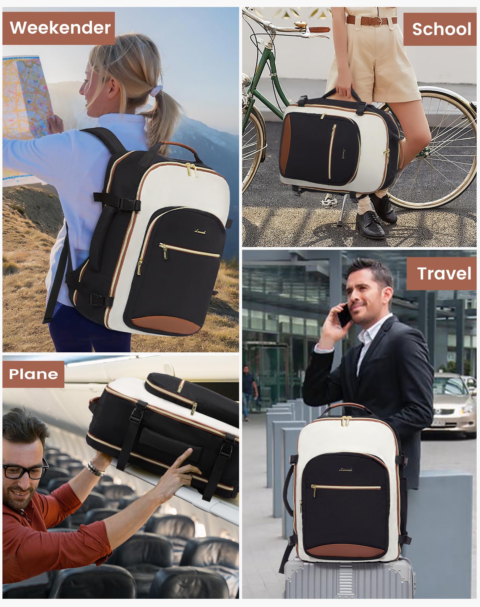 LOVEVOOK Colorblock Carry-On Travel Backpack with 3 Packing Cubes and Laptop Compartment - Personal Item,TSA-Friendly, Travel Essentials, Airline Approved Travel Bag for Hiking, Weekend, SpringStatements