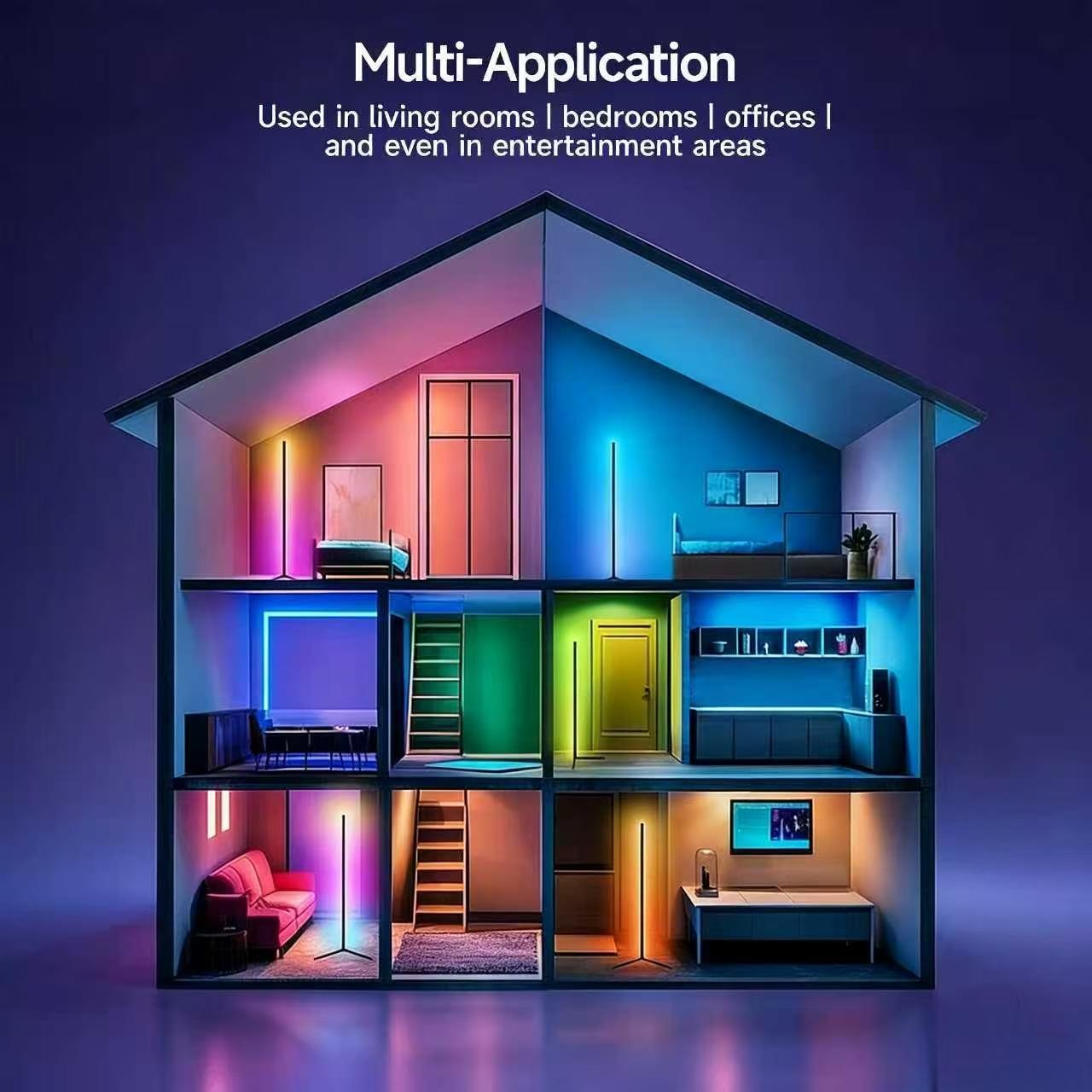 DAYBETTER Smart RGB LED Corner Floor Lamp, 16M Colors Music Sync with APP & Remote, Dimmable Corner Ambient Light for Accent Lighting, Perfect Match with Main Light for Whole Room Illumination, For Bedroom Living Room Gaming Room DAYBETTER Smart RGB LED Corner Floor Lamp, 16M Colors Music Sync with APP & Remote, Dimmable Corner Ambient Light for Accent Lighting, Perfect Match with Main Light for Whole Room Illumination, For Bedroom Living Room Gaming Room