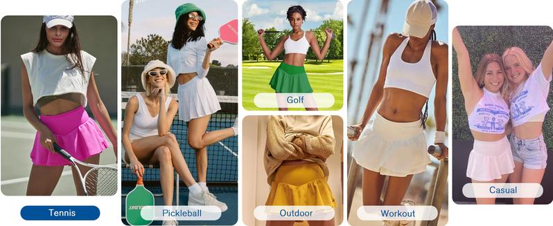 PINSPARK Womens Tennis Skirt with Pockets Double Ruffle Stretchy Athletic Skirts Lightweight Cute Golf Skort, Neon Yellow Large OutdoorFun