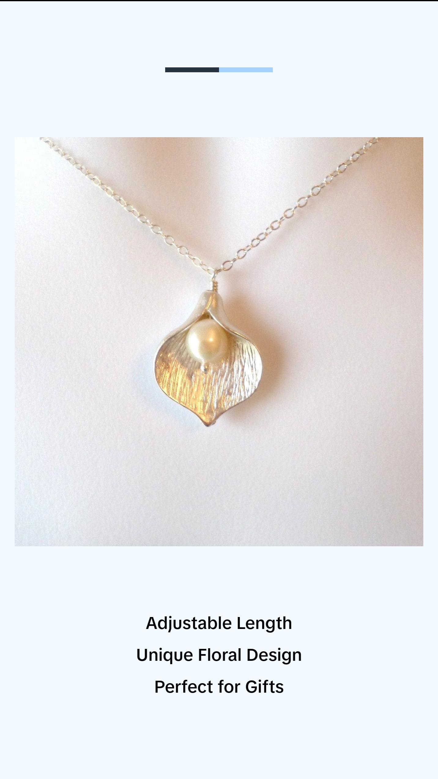 Calla Lily Necklace - Silver Calla Lily and Freshwater Pearl Necklace - Cream Pearl Necklace - Flower Necklace - Christmas Gift