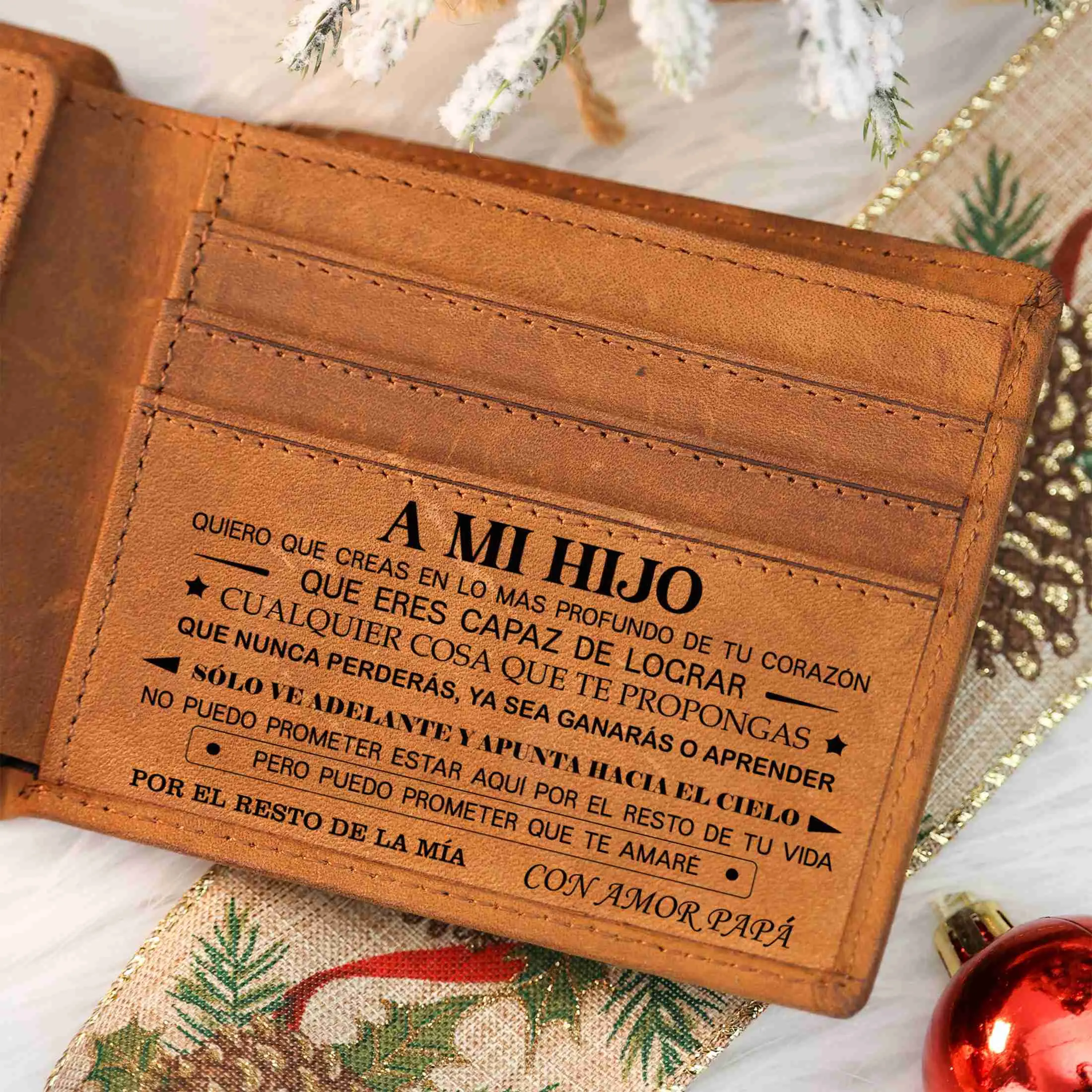 Fatherhood-DUJO Cowhide Leather Engraved Wallet for Son,Gift from Dad to son,Fatherhood，A birthday gift from papa to son,2026 Unique Graduation Gifts for Him， College, High School, Cool Birthday Gift Idea for Son, Boys,Graduation gift from Dad to son.