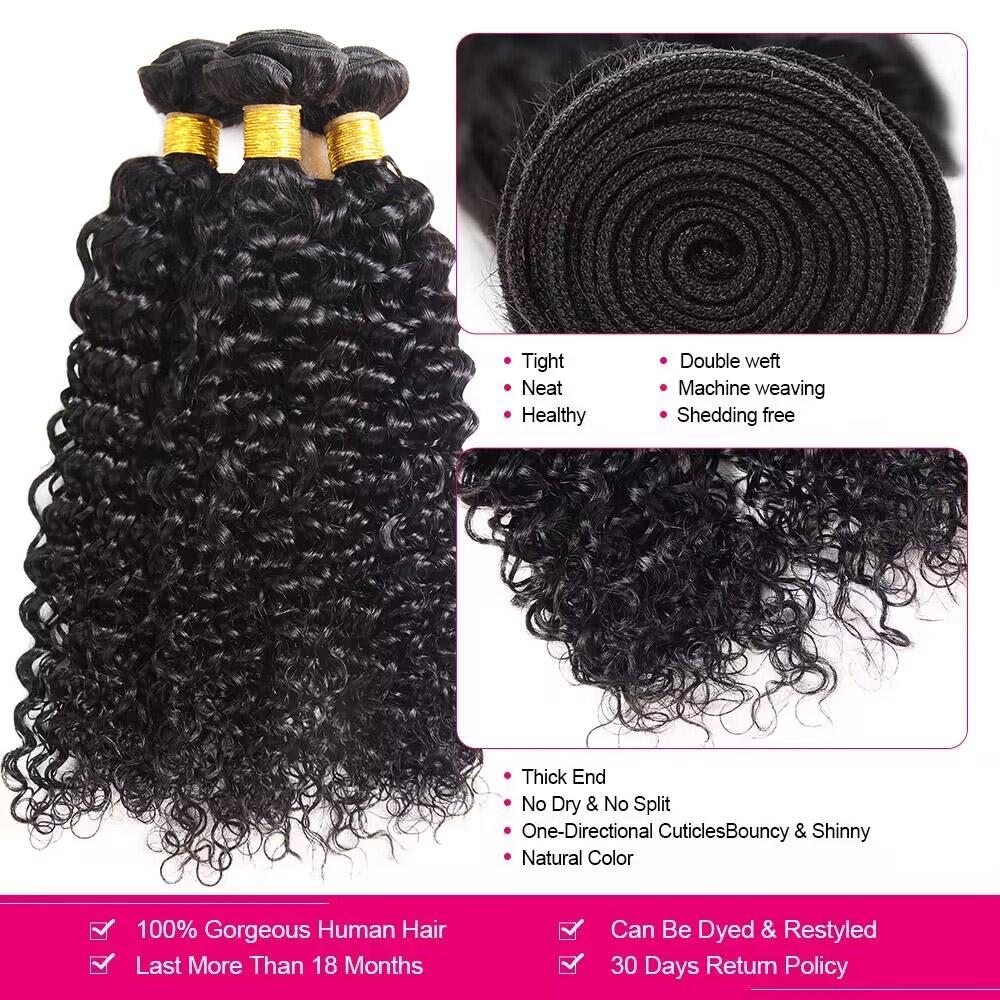 Glulaze Mongolian Kinky Curly Hair Bundles With 4x4 Lace Closure Human Hair Weave Extensions Deep Wave Flip Over Quick Weave Raw Hair Bundles for Sew In SpringStatements