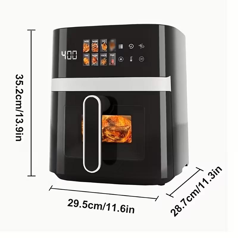 5QT/6QT/10QT Extra Large Convection Countertop Oven with Air Fryer Toaster Oven Combo Convection & Air Fry Mode Roast Bake Broil Reheat Functions Oil-Free Healthy Cooking Stainless Steel LED Touchscreen Viewing Window Space-Saving