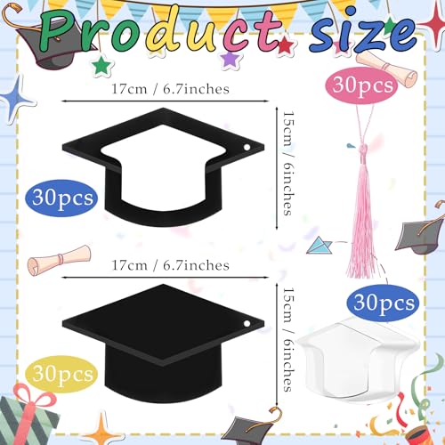 30 Pcs Graduation Cap Candy Card 2026 Class Grad Candy Dome Greeting Card Gift with Tassel Chocolate Holder for Friend Students Teachers School Party Favors Candy Holder Graduation Gifts Supplies