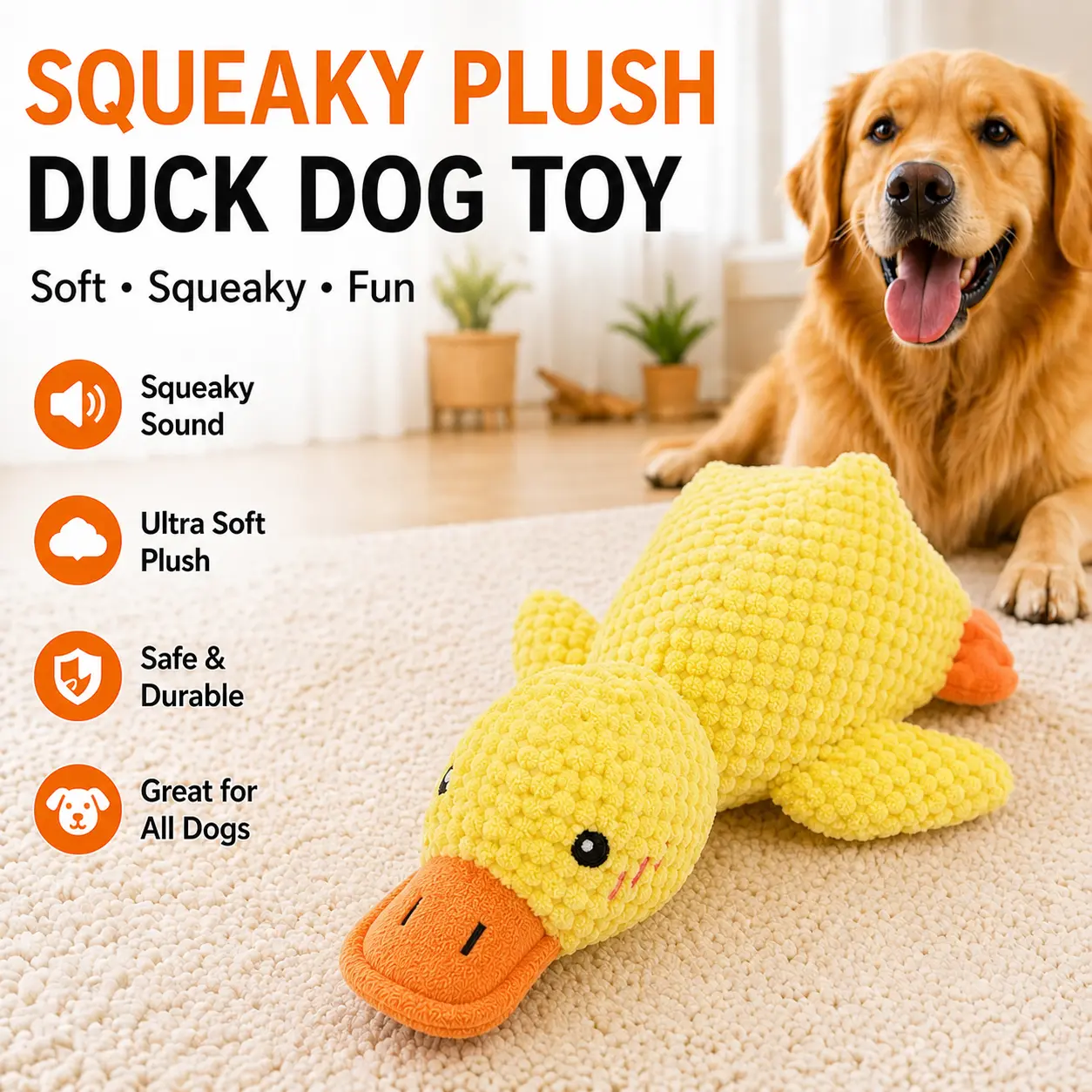 JeeciJimmy Dog Toys Interactive Squeaky Chew Toys Plush Duck & Elephant Soft Safe Pet Toy with Realistic Duck Sound, Crinkle Ears & Squeaky, Ideal Dog Toys for Small, Medium, Chewers and Fetch Lovers, Puppy Teething Chewing Interactive to Keep Them Busy