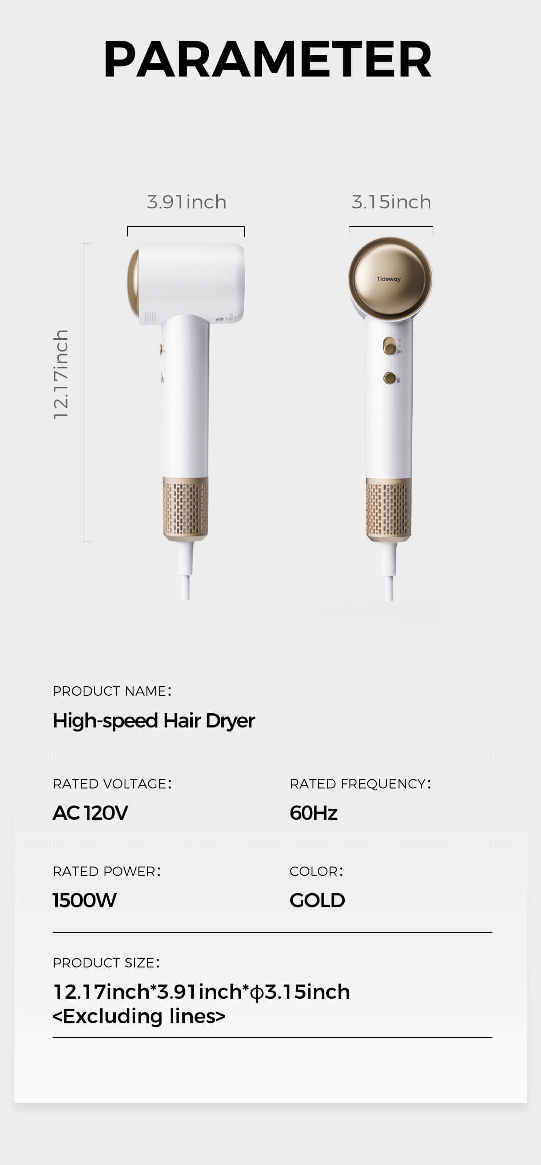 Tideway SilkJet Pro High-speed Hair Dryer 110,000 RPM Brushless Motor & Ionic Technology  4 Temperature Settings Thermo Control Technology Ergonomic Design, Perfect Present for Men Women Friend Family Gift October Viral