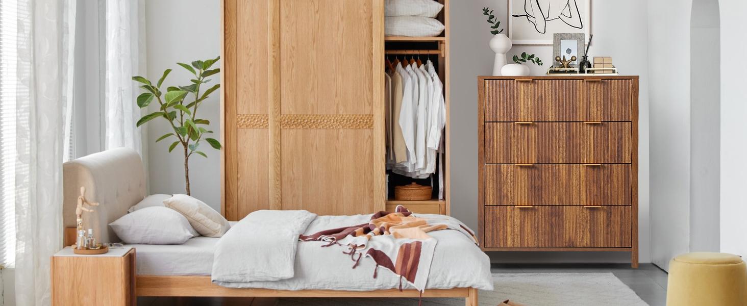 Giratree 4 5 Drawer Dressers for Bedroom, Modern Closet Chest of Drawers with Waveform Fluted Panel, Large Wood Storage Dresser Organizer for Nursery Bedroom Living Room Hallway Closet Giratree 4 5 Drawer Dressers for Bedroom, Modern Closet Chest of Drawers with Waveform Fluted Panel, Large Wood Storage Dresser Organizer for Nursery Bedroom Living Room Hallway Closet