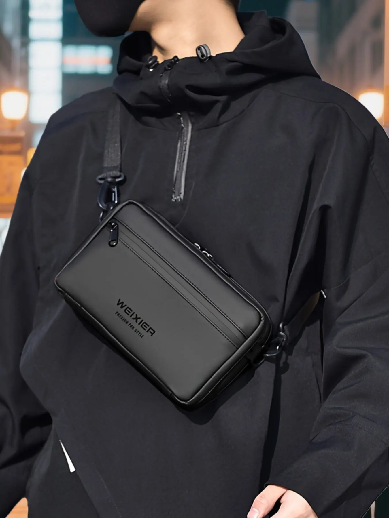 Men's PU Leather Crossbody Bag, Waterproof Lightweight Shoulder Bag, Waterproof Sling Bag, Casual Daily Use for Business Commute