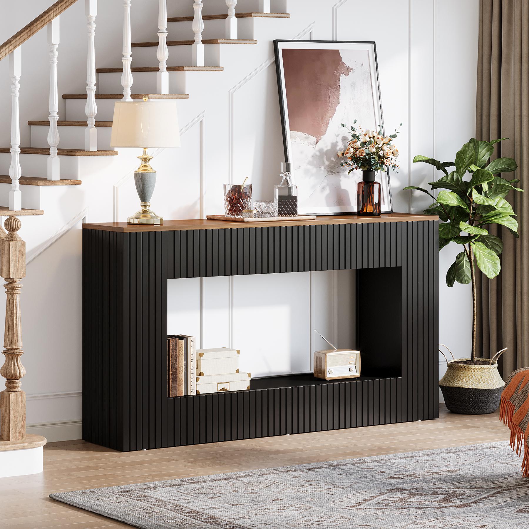 LITTLE TREE Modern Console Table, 55-Inch Wood Entryway Table with Storage, Narrow Long Sofa Table Behind Couch Table for Living Room, Foyer, Hallway LITTLE TREE Modern Console Table, 55-Inch Wood Entryway Table with Storage, Narrow Long Sofa Table Behind Couch Table for Living Room, Foyer, Hallway