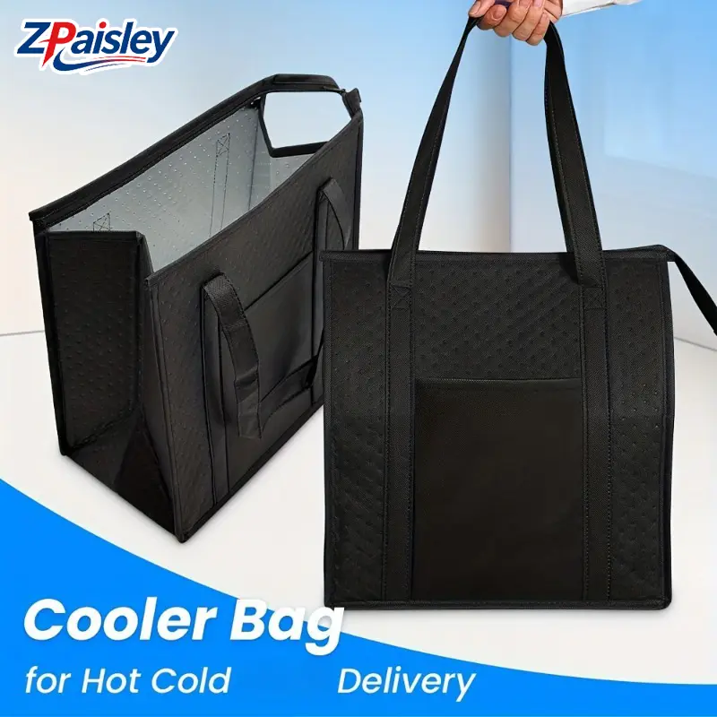 1Pc/2Pcs Heavy-Duty Leakproof Insulated Cooler Tote Bag with Aluminum Foil Interior, Zipper Closure, Front Pocket & Reinforced Handles, Secure Fit Reusable Thermal Bag for Grocery Shopping, Hiking & Picnic
