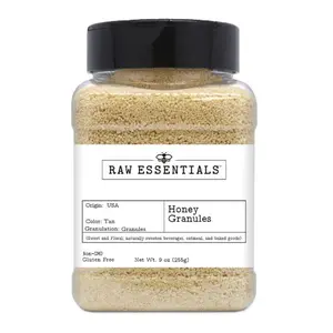 Raw Essentials Honey Granules – Natural Sweetness for Oatmeal, Yogurt, Beverages, and Desserts – Non-GMO and Gluten-Free – 9 Ounce Container
