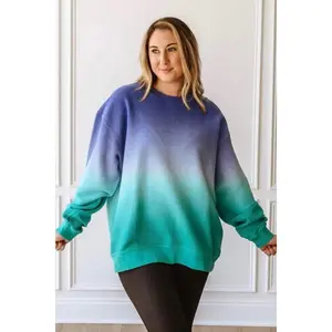 Deep Blue to Green Ombre Corded Sweatshirt