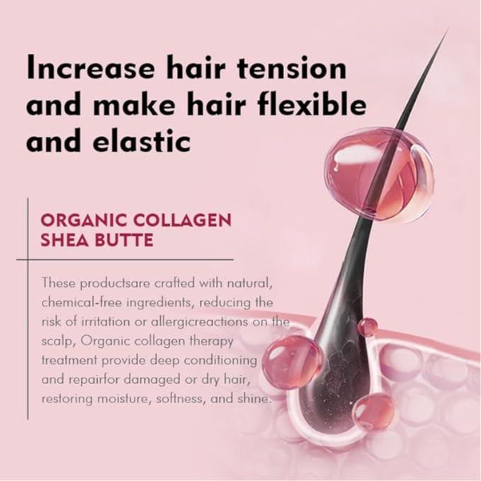 ECOLCHIPRO Collagen Shea Butter Hair Mask Set Deep Repair Conditioning Moisture Collagen Shea Butter Hair Treatment for Dry and Damaged Hair All Hair Types 550ml+160ml Argan Oil