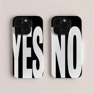 Premium Tough Shockproof Rubber Phone Case, Bold Aesthetic Monochrome YES NO Statement Graphic, Custom Mobile Phone Accessories with Drop Resistance & Full Protection for iPhone 11 12 13 14 15 16 17 Pro Max Plus