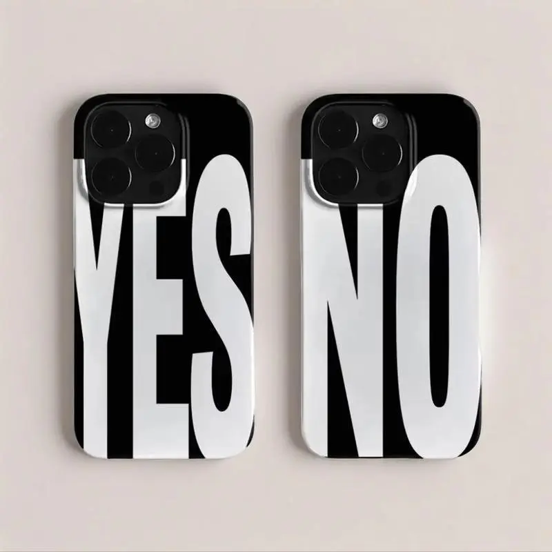 Premium Tough Shockproof Rubber Cellphone Casing - Bold Monochrome YES NO Statement Graphic Cover, Custom Handheld Device Accessory with Drop Resistance & Full Protection for iPhone 11 12 13 14 15 16 17 Pro Max Plus