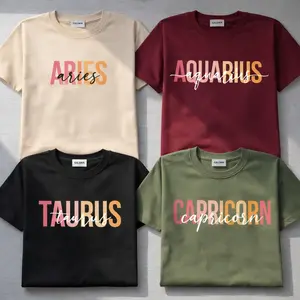 [Full 12 Zodiac] Minimalist Zodiac t-Shirt, Modern Astrology Sign T-Shirt with Bold Letter Design, Cozy Unisex Pullover, Perfect Horoscope Gift for Zodiac Lovers