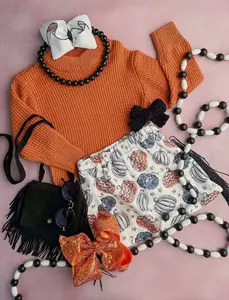 Sweater&Pumpkin Fringe Skirt