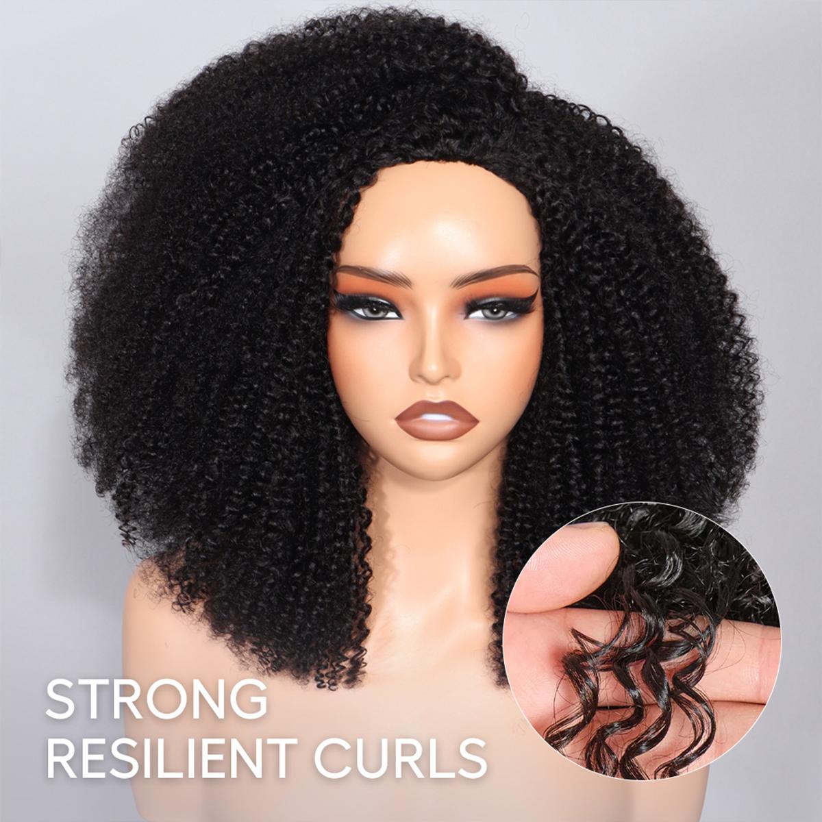 【New Arrival】Afro Kinky Curly Half Wig Flip Over Wear Go Glueless Wig Salon Quality 200 Density 100% Human Hair Drawstring Wig for Beginners #TikTokShopBackToSchool Hair Clip Set