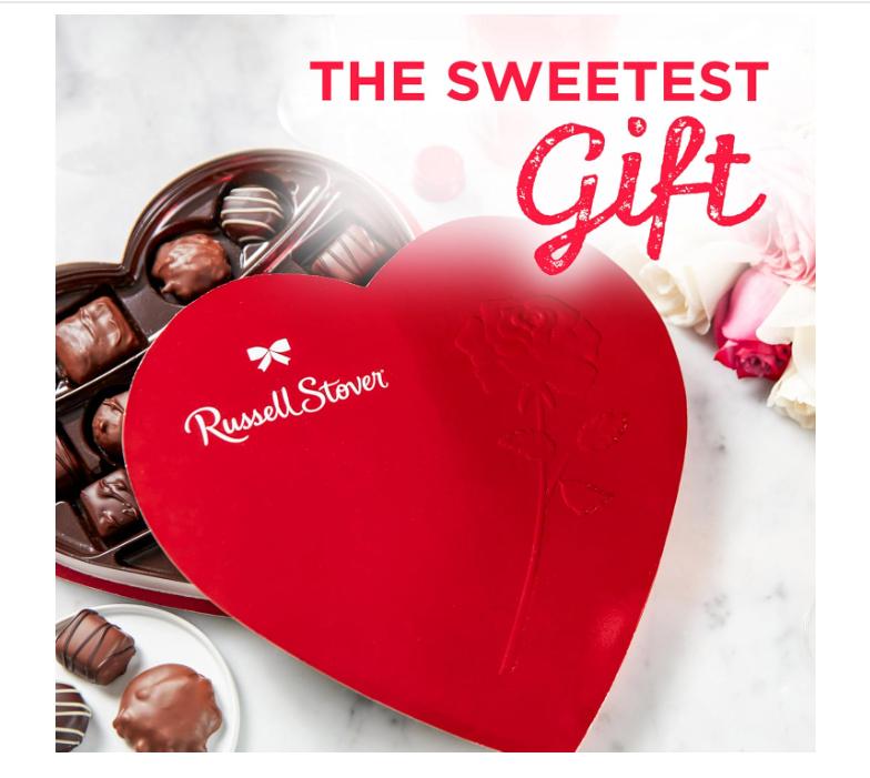 Russell Stover, Red Foil Heart, 10 Ounce - Chocolate Gift Box for Valentine's Day, Mother's Day, Anniversary and Birthdays
