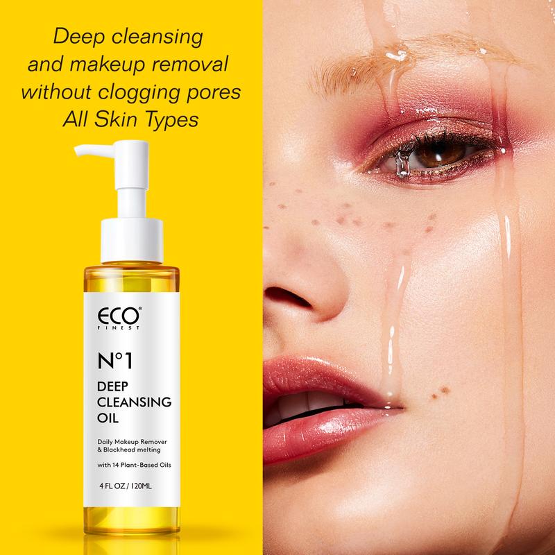 ECO FINEST No. 1 Deep Cleansing Oil with 14 Essential Oils for All Skin Types 120ml Removes Makeup Dissolves Blackheads Gentle Plant Based