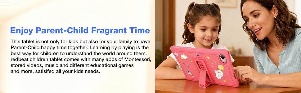 Redbeat B2 tablet for kids, 10.1-inch Android 15 (4+12ext)GB + 64GB, 5G, WIFI, parental controls, protective case, dual cameras, child protection, eye protection, eco-friendly materials, Christmas gift.