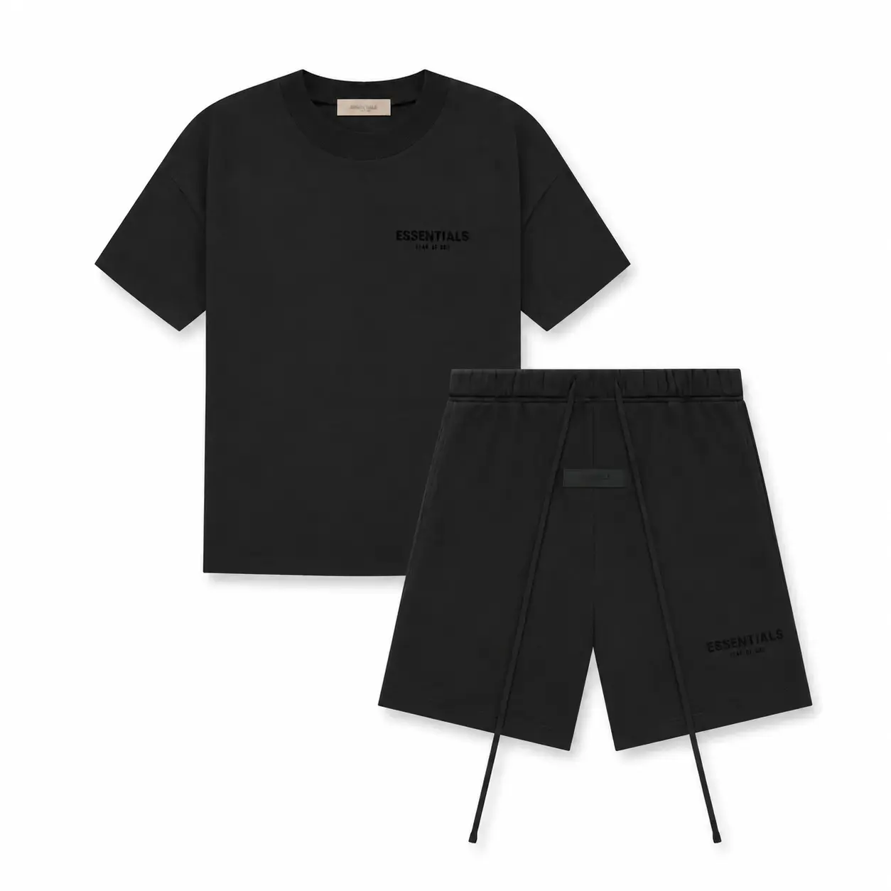 (One SET-Tee and Shorts) Fear of God Essentials T-shirt & Shorts Set Stretch Limo/Black OVER SIZE Casual Wear Comfortable Fit Simple Design Versatile Everyday Wear Menswear Tops Crewneck ShortSleeve Light Oatmeal Color