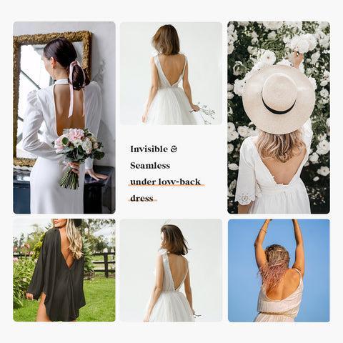 FeelinGirl Backless Low Scoop Back Mid-Thigh Bodysuit Fit Comfortable Womenswear All-In-One Bike Short Shapewear