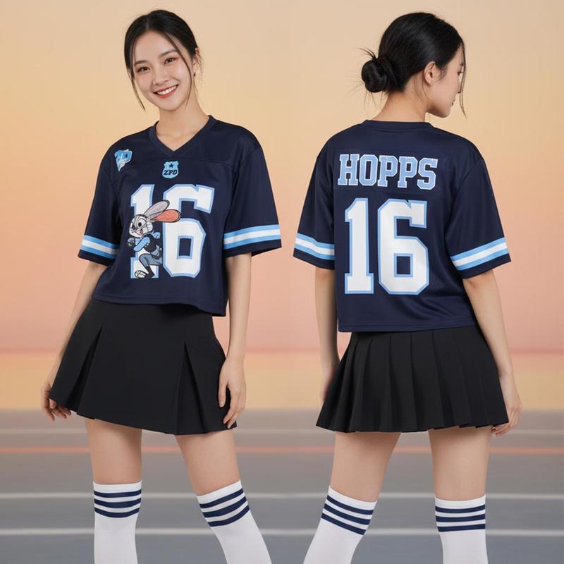 Cute 16 Bunny Police All-over Print Crop Top Baseball, Z00topia Football Jersey, Crop Top, Baseball Jersey
