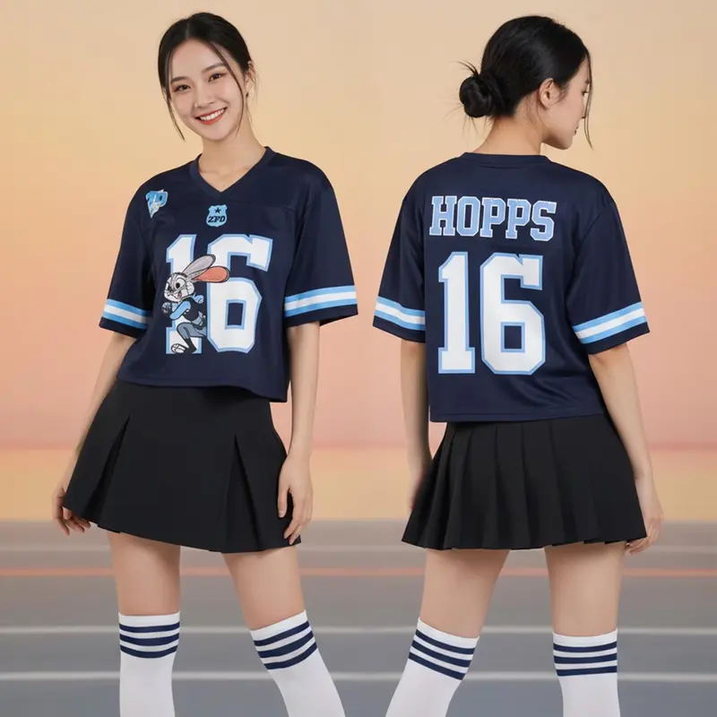 Cute 16 Bunny Police All-over Print Crop Top Baseball, Z00topia Football Jersey, Crop Top, Baseball Jersey