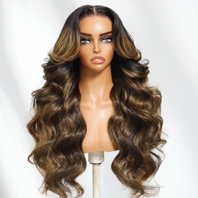 UNice Byebye Slip Balayage Highlight Loose Wave Wig 7x5 HD Lace Closure Human Hair Wigs with Drawstring Easy to Install Beginners Friendly