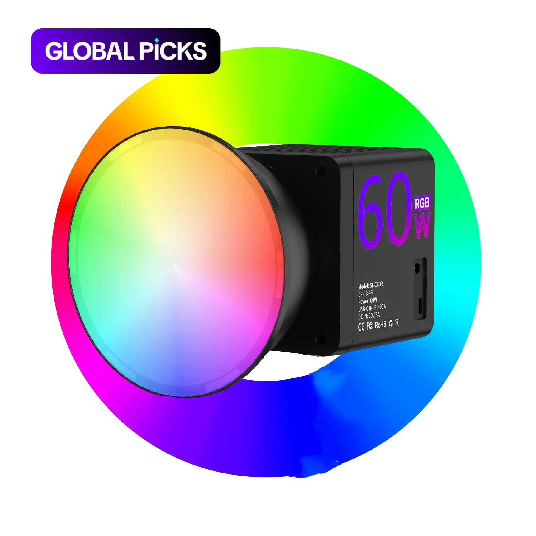 Handheld RGB COB Video Light Lamp, Photo Lighting, USB-Rechargeable Soft Continuous Fill Light for Vlogging, Live Streaming, Photography and Studio Use #GLOBAL PICKS