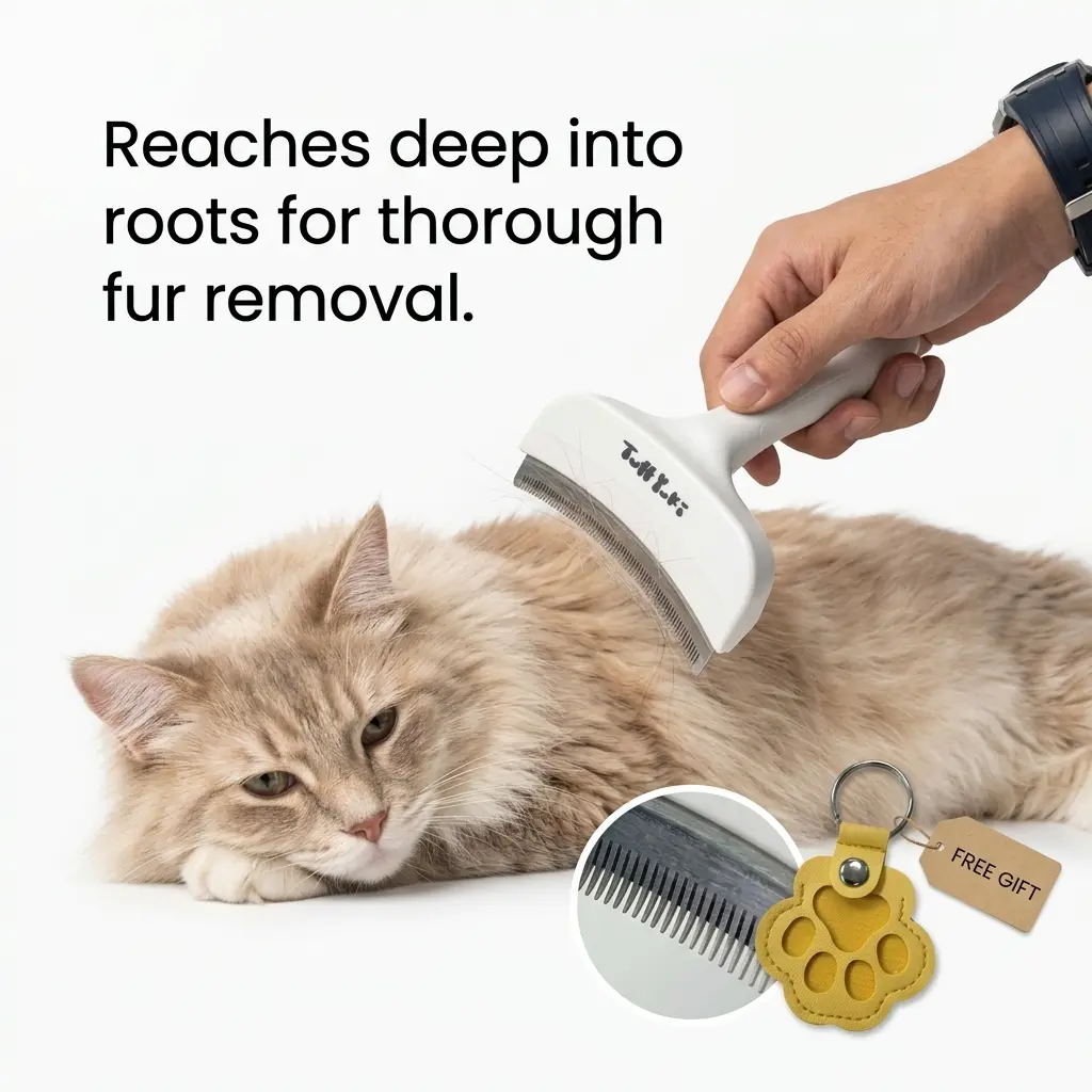 TUFFYUKI Pet Deshedding Undercoat Rake Grooming Accessory for Cats and Dogs, Extra Wide with Dense Rounded Teeth for Loose Fur Removal and Long Hair Grooming, Grooming Accessories