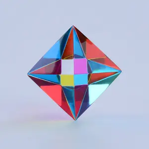 CMY Cubes The Aether - Cyan Magenta & Yellow Polyhedron - Subtractive Color Mixing Optical Octahedron - Educational Physics & Kinetic Art Desk Object STEAM