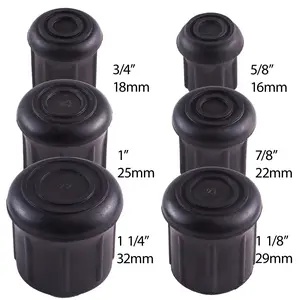 Replacement Cane Tips — Rubber & Steel Insert Walking Stick (5/8"-1 1/4")