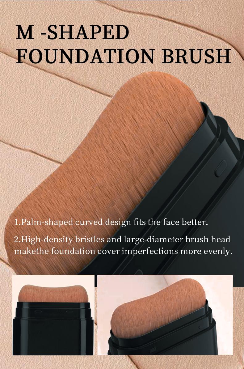 2-in-1 Concealer Stick with Brush WheatShade Waterproof Flawless Coverage Hydrating Longwearing Foundation for Women & Girls Makeup Lightweight Matte