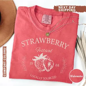 Strawberry Vintage Comfort Colors Shirt, Strawberry Festival Cottagecore Shirt, Strawberry Comfort Colors Tee, Summer Fruit Strawberry Tee