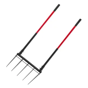 【FathersDayGift】VEVOR Broad Fork,  5-Tine Pitchfork with Dual Fiberglass Handles, Heavy Duty Garden Fork , Ergonomic U-Shaped Design Broadfork Hand Tiller, Gardening Tool for Composting Transplanting Aeration