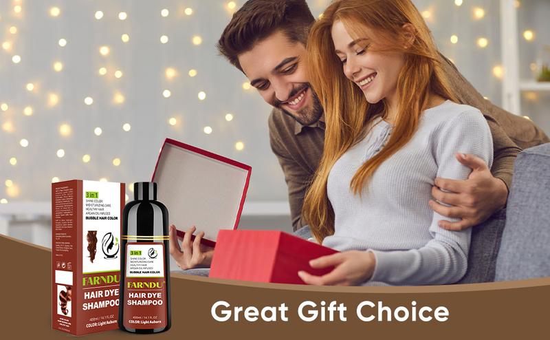 FARNDU-Hair Dye Shampoo for Men & Women, 10 Mins Hair Color, Glossy and Bright Finish, Plant Extracts, Ammonia-Free (400 mL) - Haircare, Christmas Gift