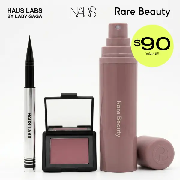 FabFitFun Soft Glam Makeup Set ($90 Value!) | Haus Labs, NARS, Rare Beauty | Eyeliner, Blush, Hair & Body Fragrance Mist