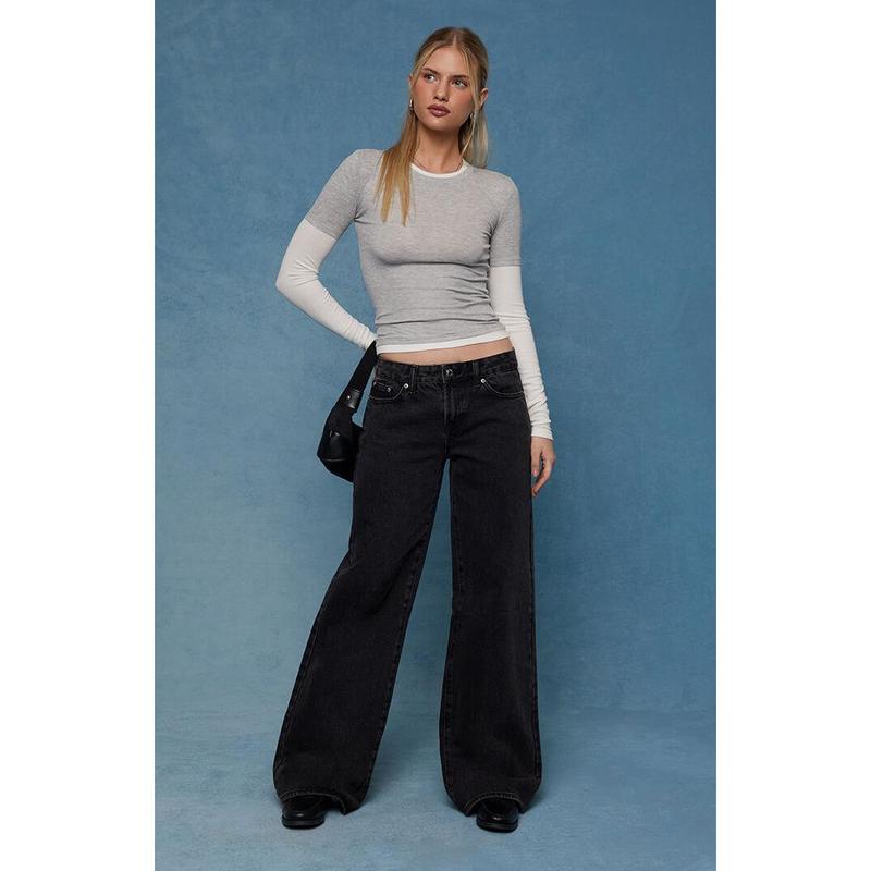 Pacsun Women's Casey Low Rise Baggy Jeans Washed Black