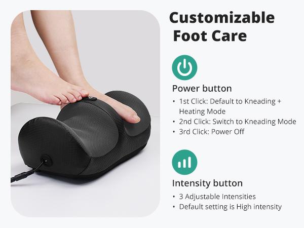 Medcursor Shiatsu Foot Massager with Heat Kneading Massage Machine for Muscle Relaxation Comfort Portable Easy Use Relaxing with Roller Heating and Intensity Modes