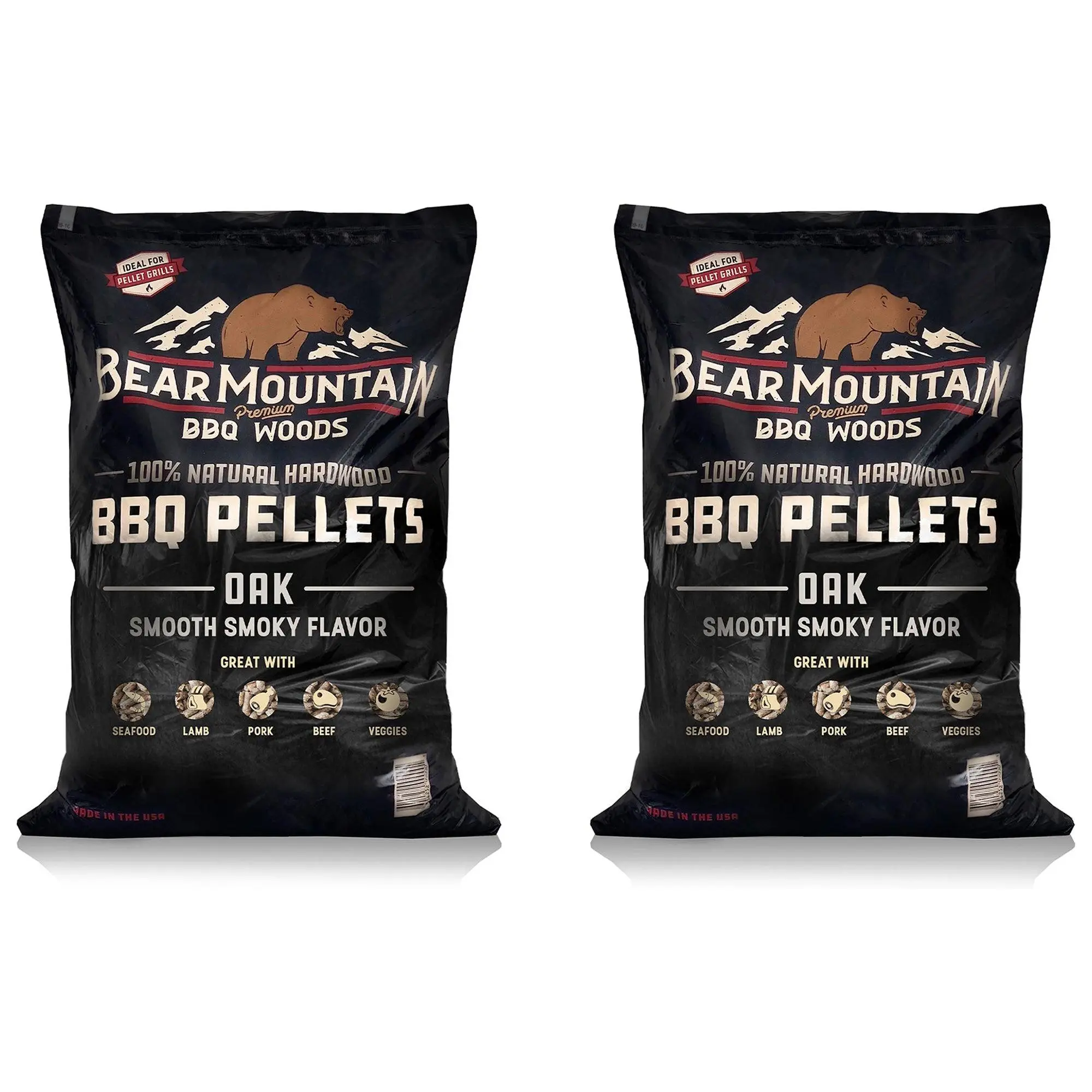 Bear Mountain BBQ All Natural Hardwood Oak BBQ Smoker Pellets, 20 lbs (2 Pack)