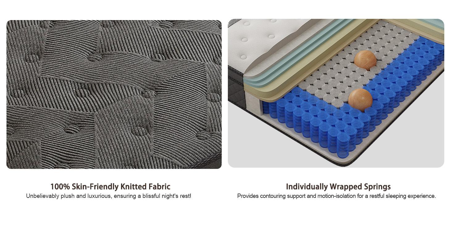 LayRoad 12/14 Inch Twin Full Queen King , Hybrid Memory Foam Mattress in a Box | Pocket Spring + Zoned Support | Soft and Comfortable, Pressure Relief, Medium Firmness, CertiPUR-US Certified(mattresses | queen size mattress | full size mattress)