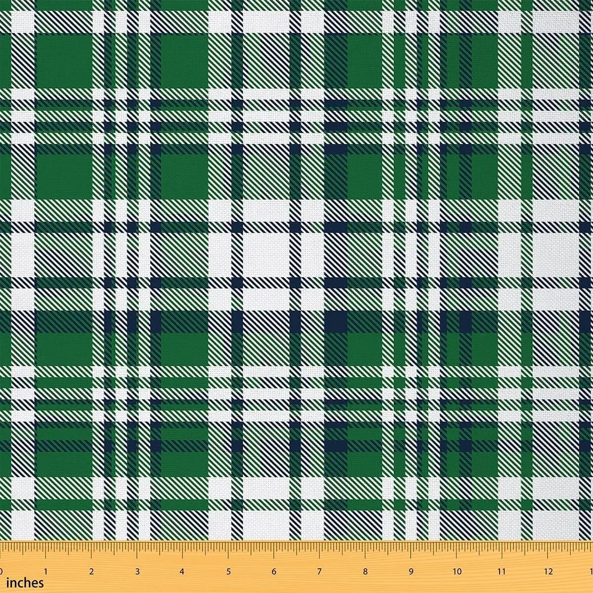 Feelyou Medium Weight Polyester Waterproof Tartan Plaid Upholstery Fabric by The Yard, Vintage Buffalo Check Indoor/Outdoor Fabric for Home/DIY Chair Projects, Farmhouse Grid Geometric Decor, Green White