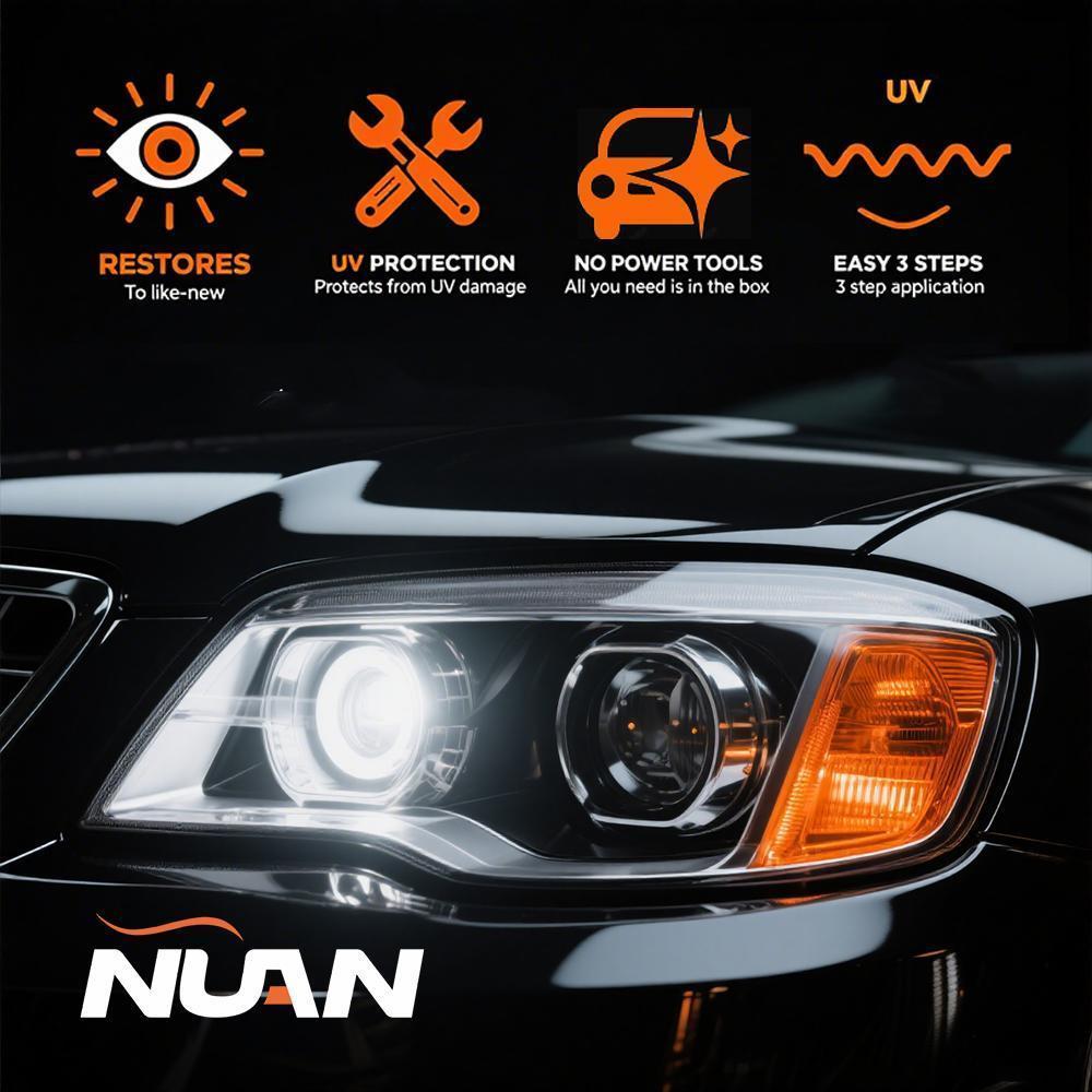 NUAN Auto Headlight Polishing Wax – Wipe Away Fog, Oxidation & Scratches, Restore Crystal Clear Shine