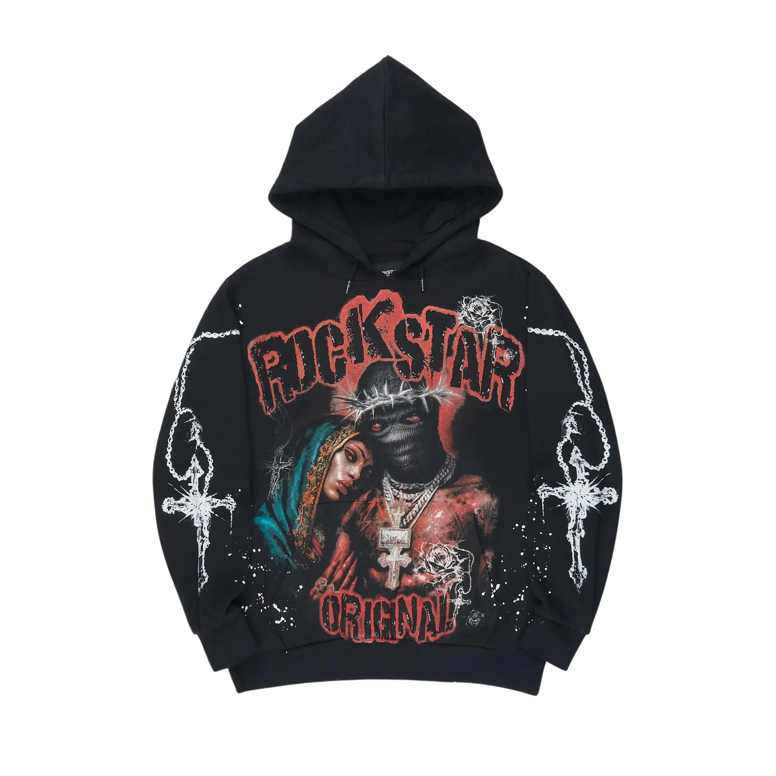Vontae Black/Red Painted Hoodie