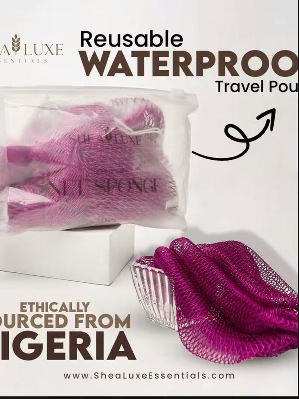 Face & Body African Exfoliating Net Sponge Duo -Mini Face + Full-Length Body Sponge (2-pack)