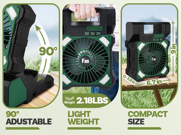 12000mah Solar Powered Fan, Dual-Panel Rechargeable Solar Camping Fan with LED Lantern, 5 Adjustable Speeds Cordless Battery Powered Portable Fan, Quiet USB-C Desk Fan for Tent Home Worksite